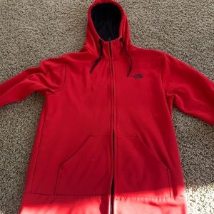 the north face red zip up jacket men’s small